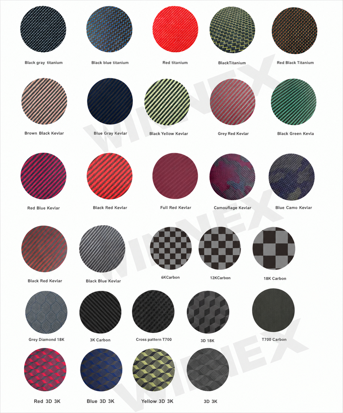 Carbon fiber, Kevlar, fibreglass and titanium pickleball paddle face material colour options