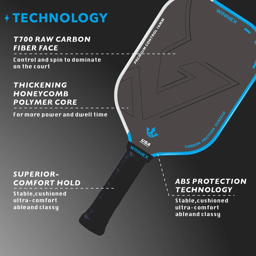 Factory Custom High Quality T700 Raw Carbon Fiber Pickleball Paddle 16mm  Foam Core Paddle - 图片 2