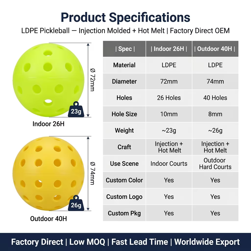 Outdoor Pickleballs PE Pickleball 74mm Multicolor Pickleball Balls Custom Colors LOGO - 图片 3