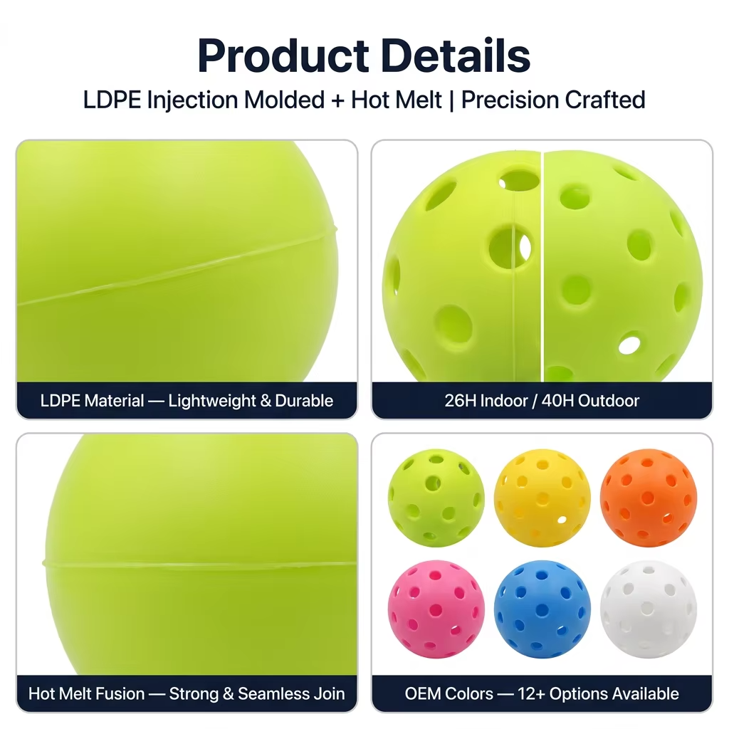 Outdoor Pickleballs PE Pickleball 74mm Multicolor Pickleball Balls Custom Colors LOGO - 图片 4